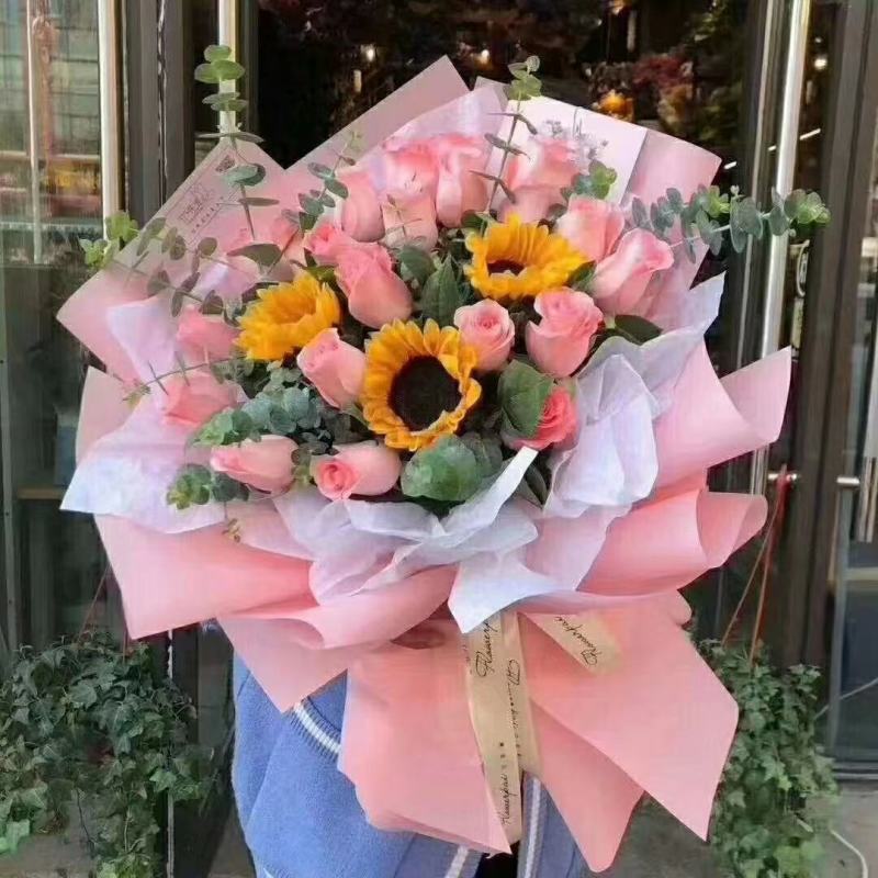 毕业花束送老师云南直发包邮昆明同城配送向日葵满天星花束