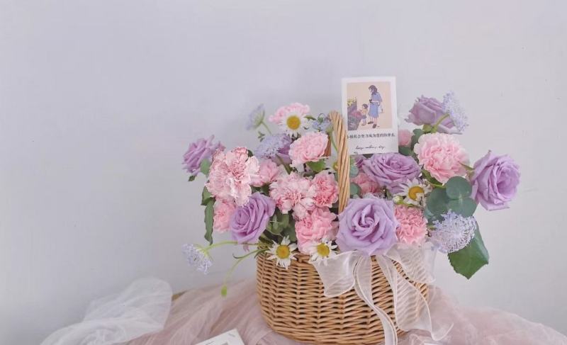 手提花篮生日玫瑰花束毕业花束母亲节教师节送老师送朋友包邮