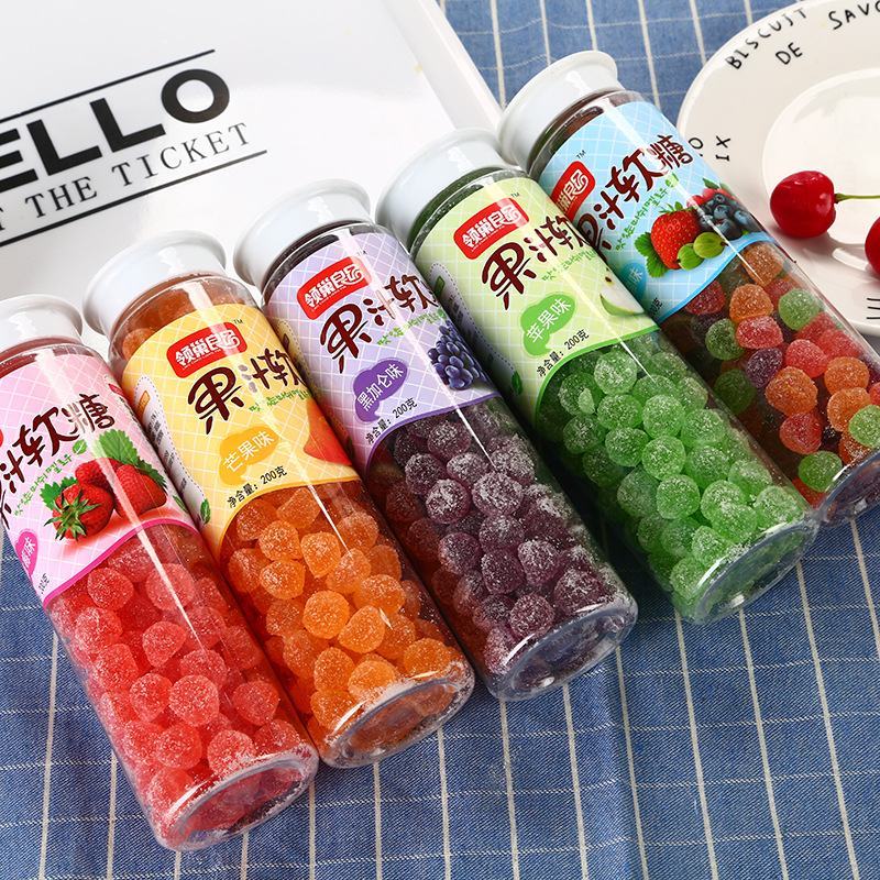 200g果汁软糖蛋糕装饰水果糖瓶装橡皮糖网红