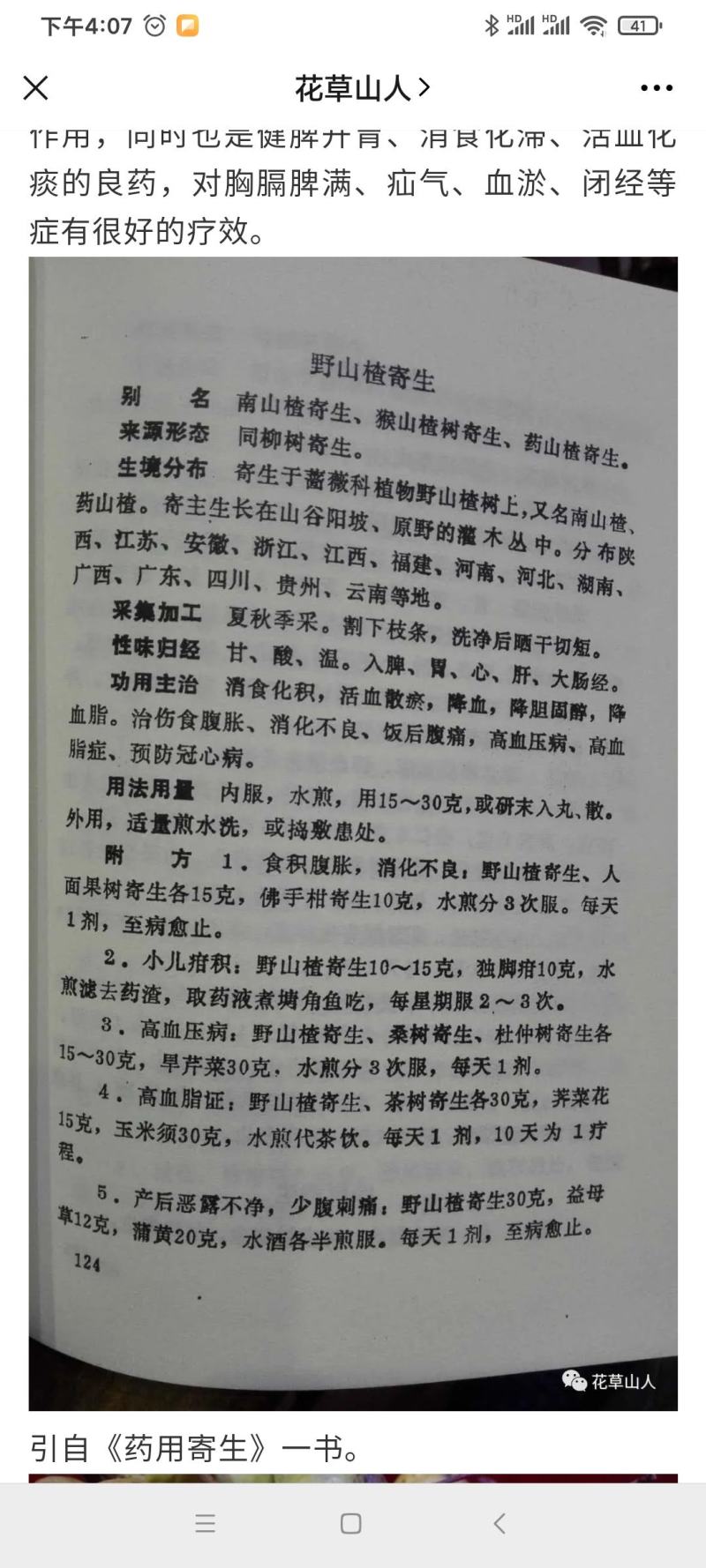 山楂树寄生