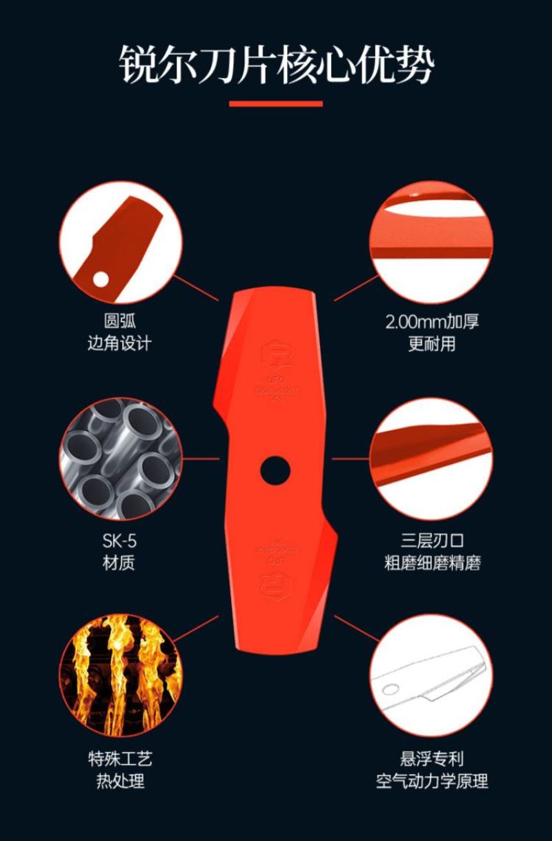 包邮新款割草机悬浮刀片省力SK5钢高强悬浮刀片除草刀