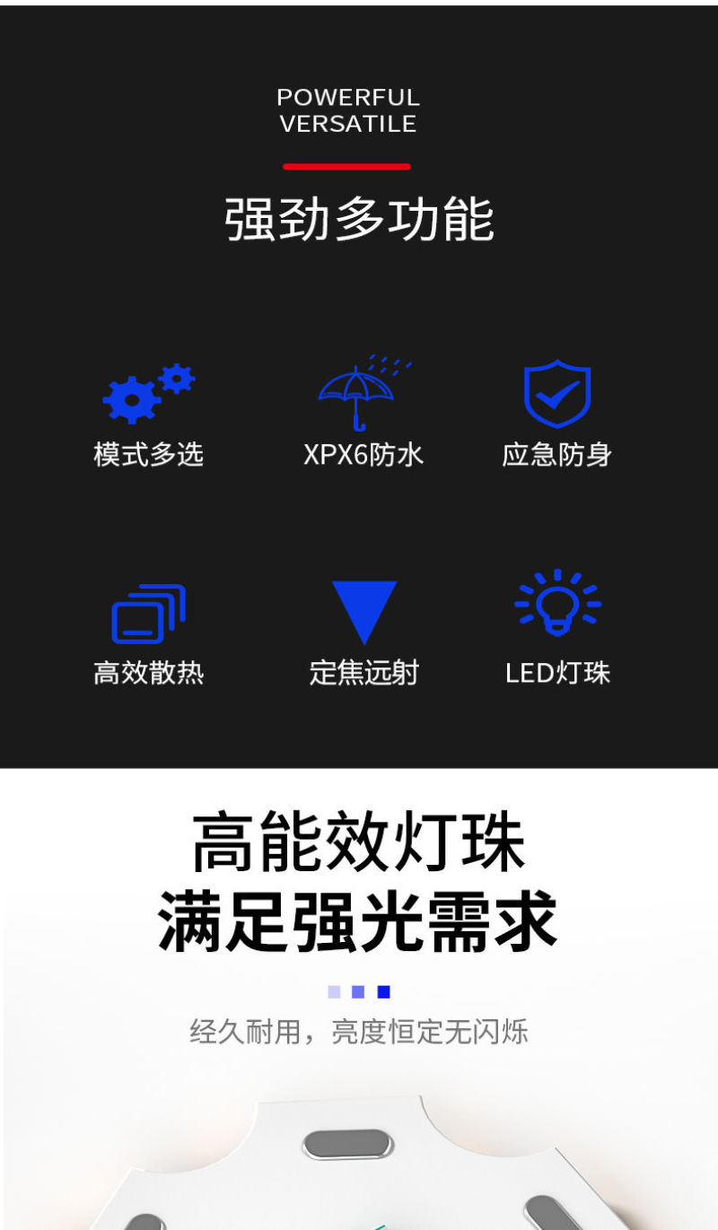 led特种兵手电筒强光usb充电超亮远射小迷你便携多功能