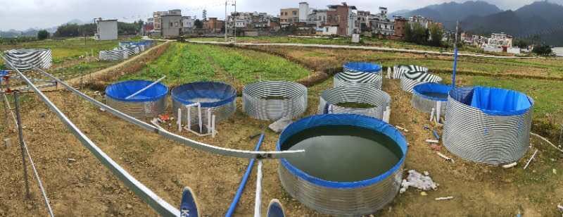 陆地生态养殖镀锌板帆布鱼池，圆桶支架，定寸定做，厂家直销