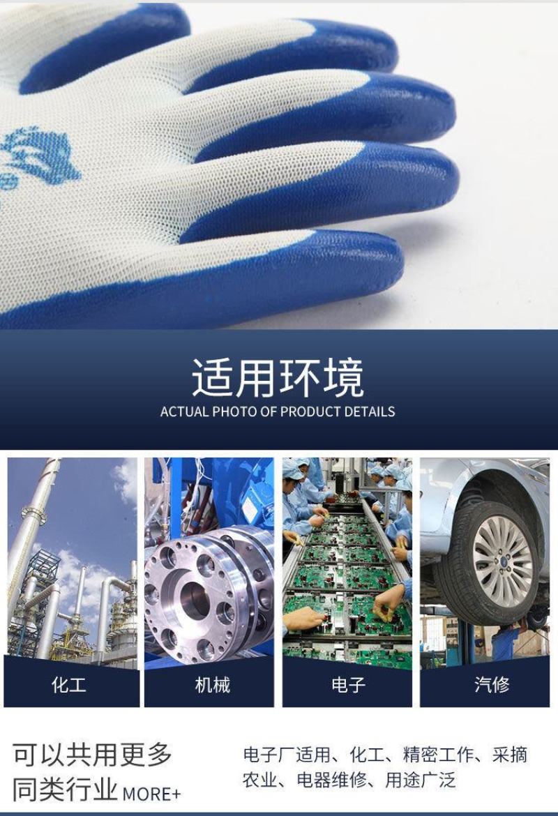 正品丁腈劳保手套男女通用建筑工地大棚务农防滑抗磨舒适透气