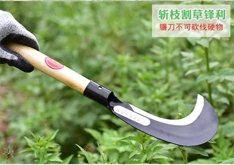 户外农用除草工具进口锰钢镰刀割草刀农具玉米收割割草长柄大