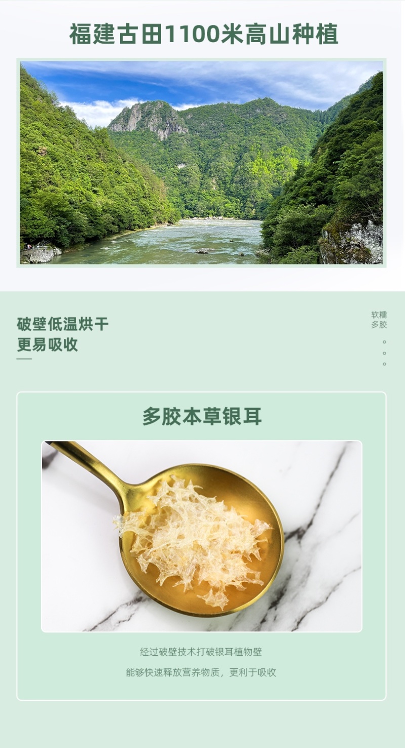 多胶本草银耳80g古田特级白木耳雪耳糯耳丑耳新鲜干货