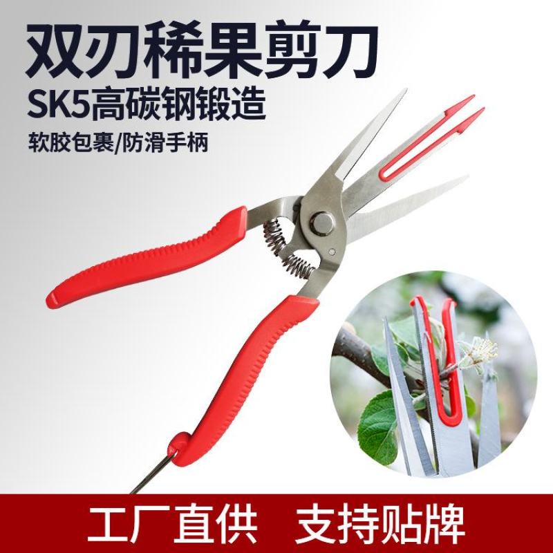 农用疏花剪刀疏果双口剪不锈钢煅打苹果树梨树果农帮手葡萄稀