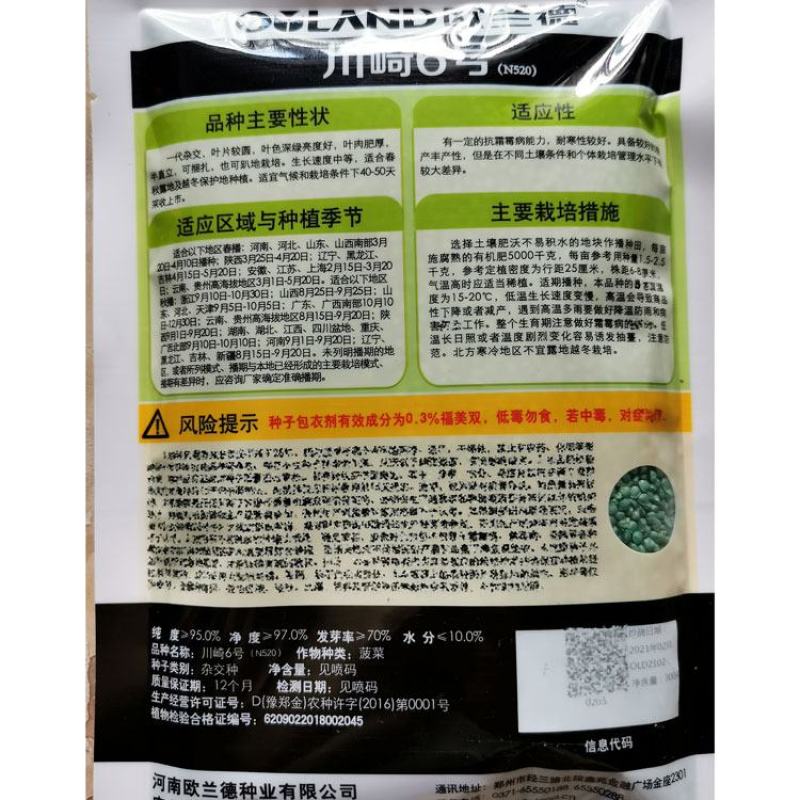 皇家新贵族6号菠菜种子耐热黑圆叶进口菠菜种子直立红根菠菜