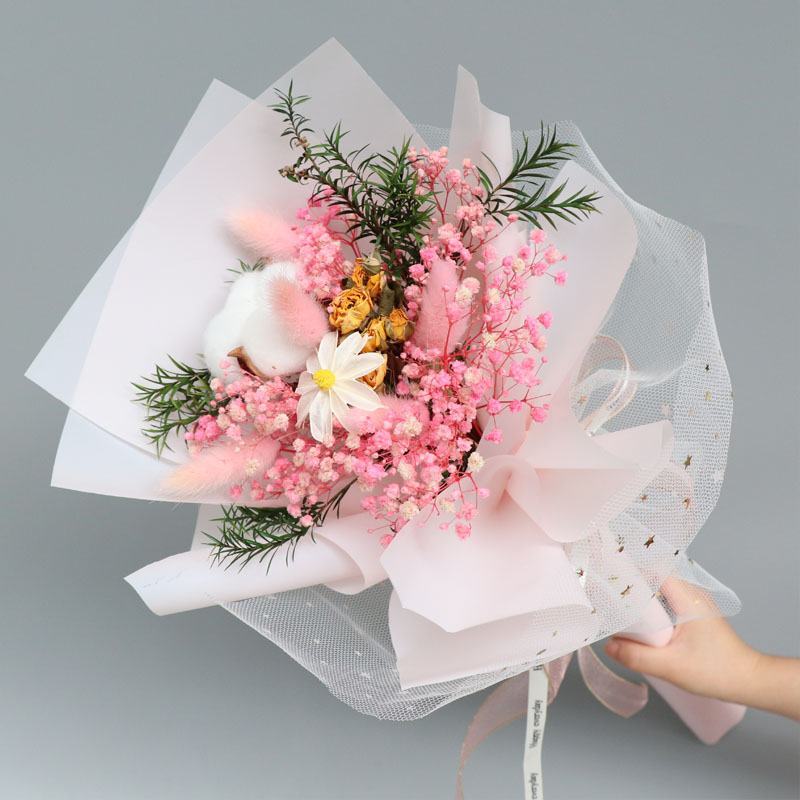鲜花干花永生花满天星花束批发一件代发包邮七夕情人节礼物