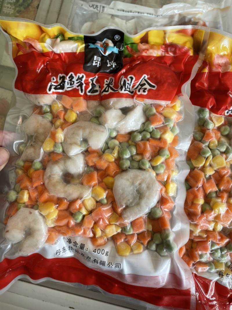 海鲜虾仁玉米组合虾仁玉米豌豆胡萝卜混合什锦菜海鲜