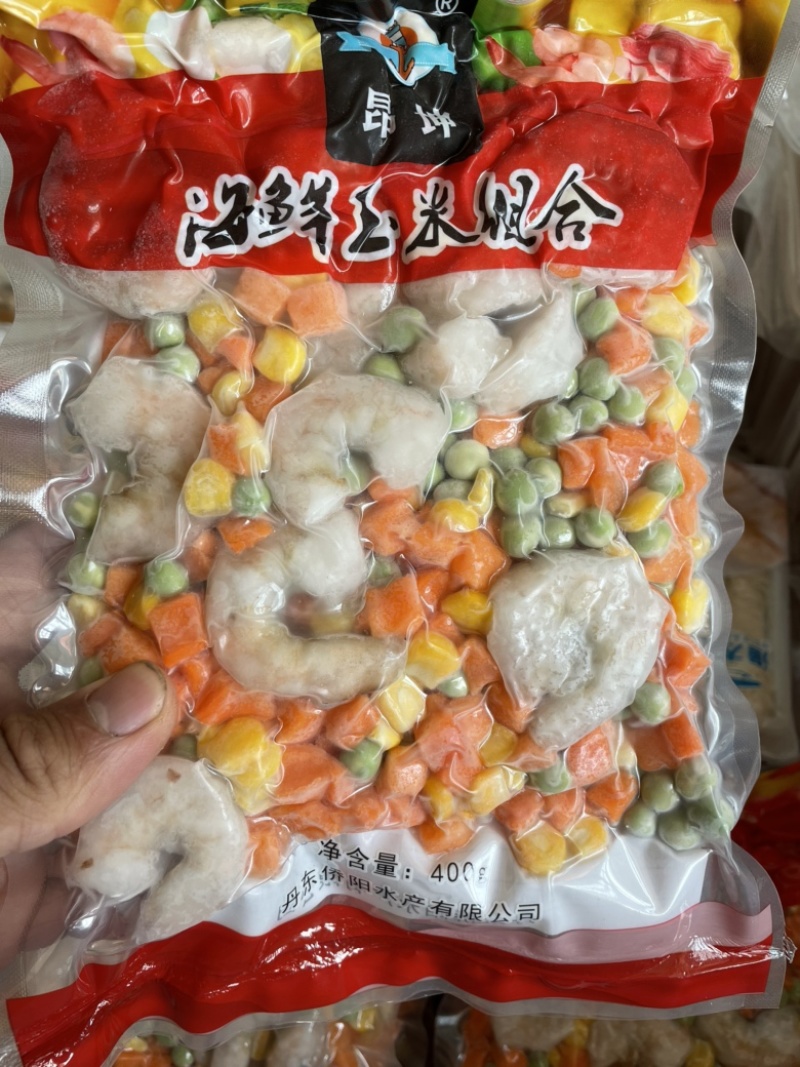 海鲜虾仁玉米组合虾仁玉米豌豆胡萝卜混合什锦菜海鲜