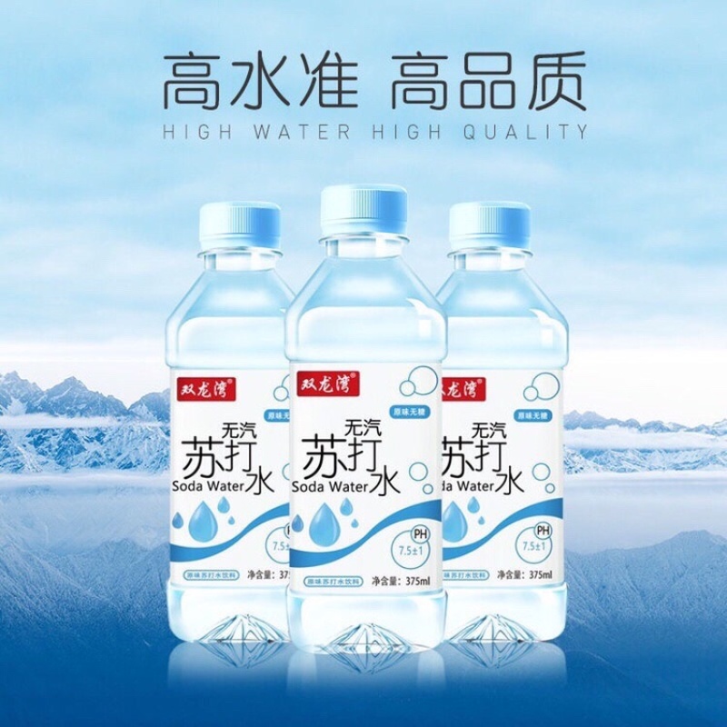 社区团购专用双龙湾无气无糖苏打水375ml12瓶