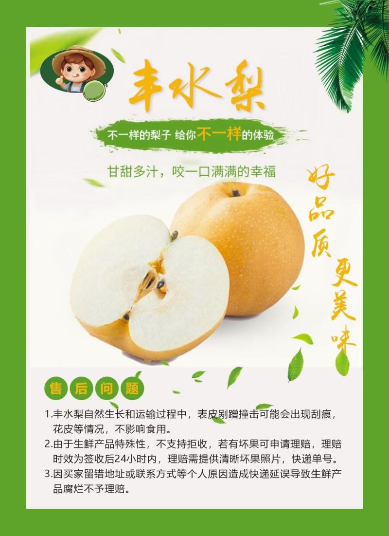 山东冠县丰水梨礼盒5斤装包邮甜梨，产地对接