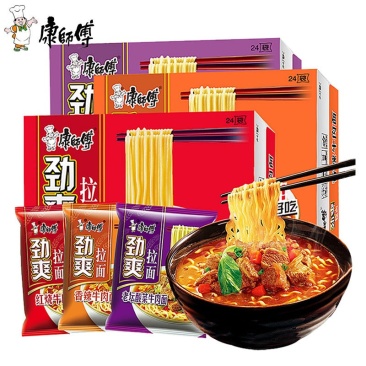 康师傅方便面劲爽拉面袋装红烧牛肉面香辣酸菜袋装整箱批发