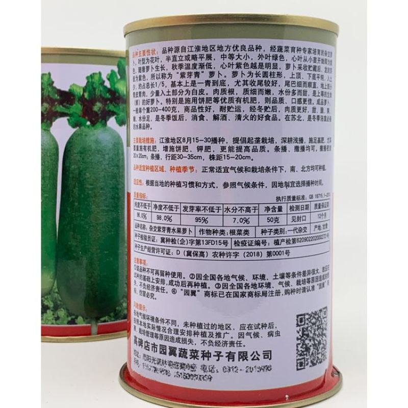 紫芽青水果萝卜种子青皮青肉生吃甜脆原装发货包邮