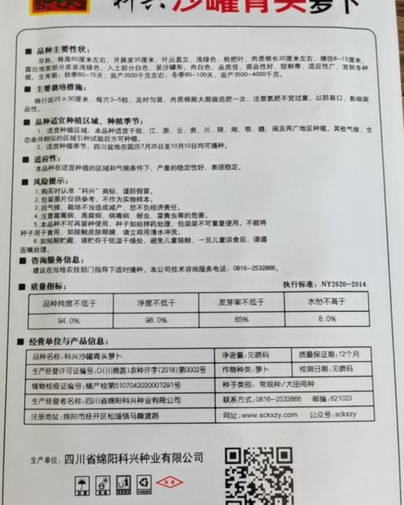 沙罐青头萝卜种子青萝卜种子早熟较耐寒秋冬栽培蔬菜籽