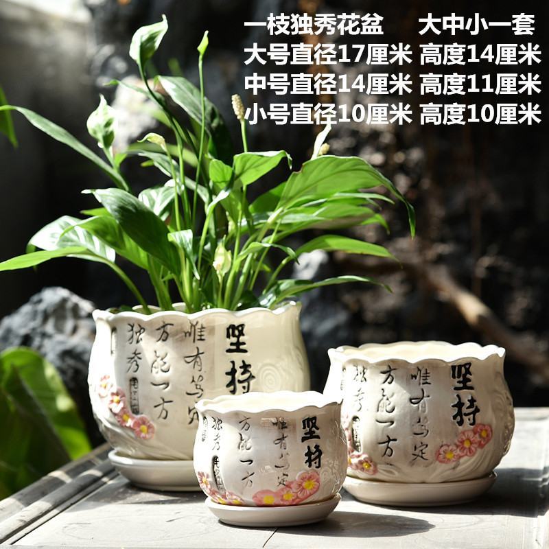 【清仓花盆】花盆陶瓷特价清仓批发大号特大绿萝吊兰塑料多肉