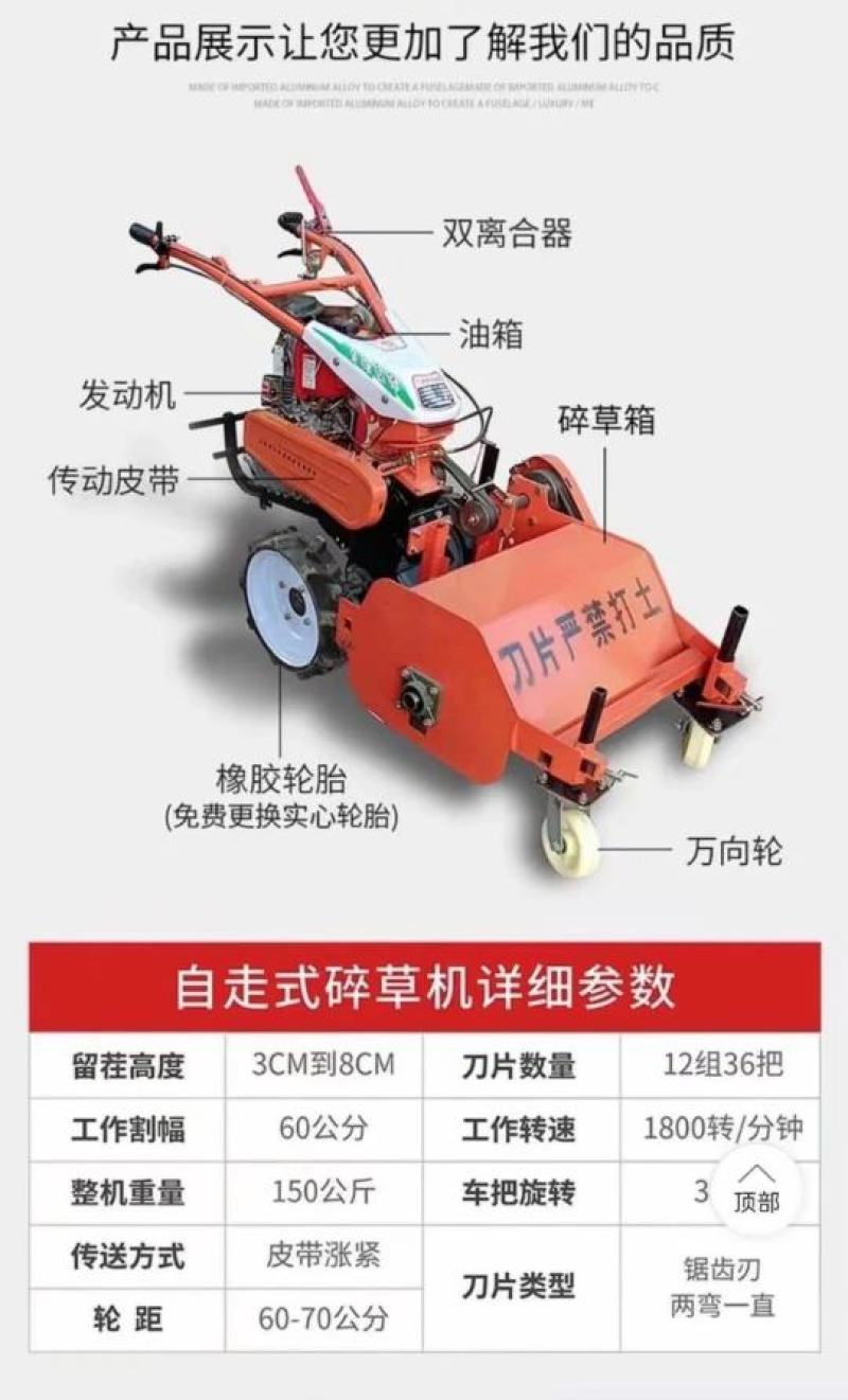 2020新款汽油碎草机灭草还田机粉草还田机