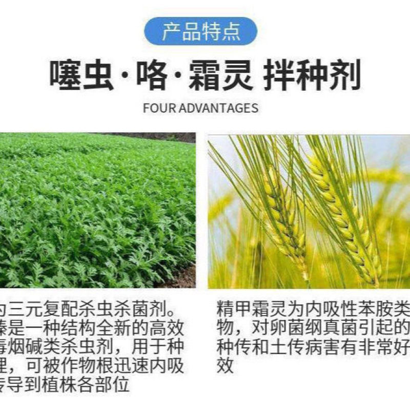 25%一拌三防蓝色拌种剂小麦水稻大蒜土豆抗病防虫拌种剂