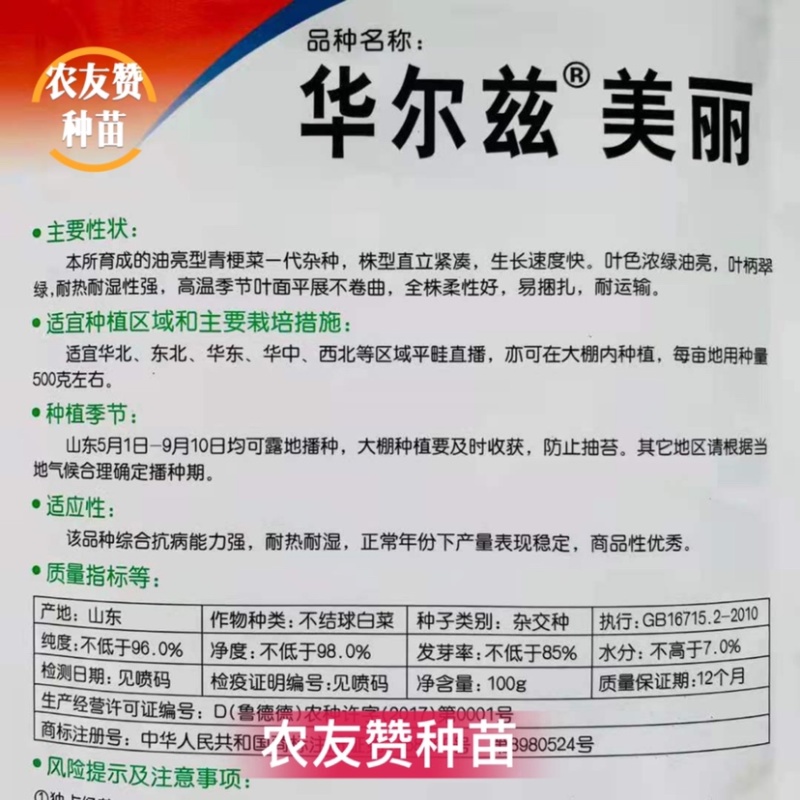 德高青梗菜种子一代杂交油亮型耐热耐湿抗病