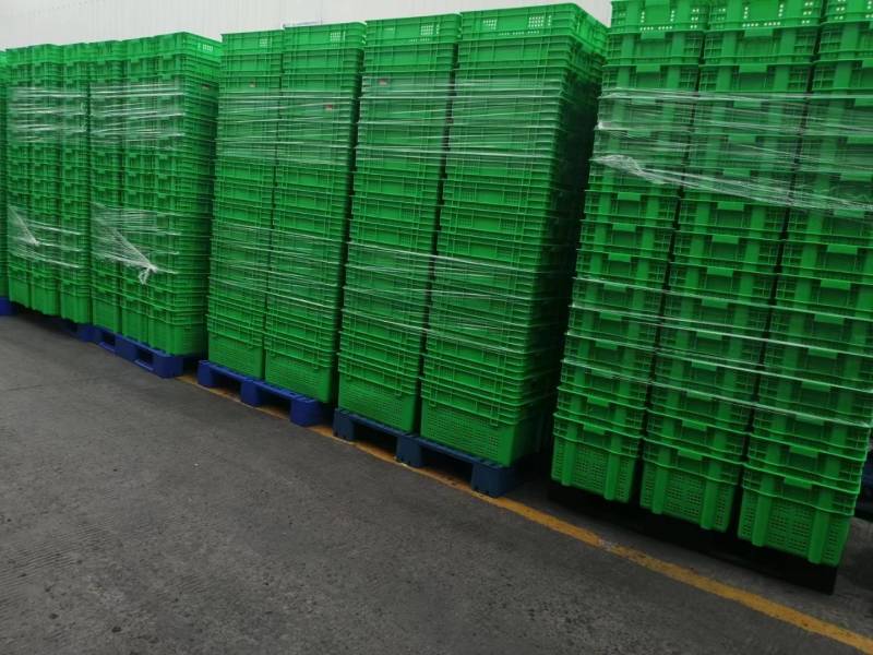 供应网眼塑料萝-铁把手塑料筐生鲜瓜果塑料筐
