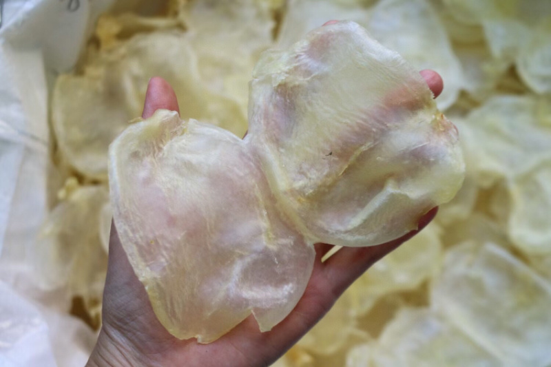 18头蝴蝶肚鱼胶花胶批发加州白花胶足干腥味小