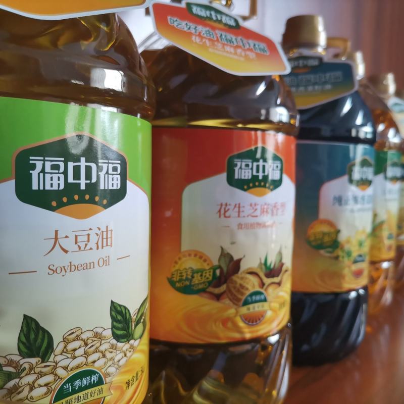 福中福非转基因花生芝麻香型调和油4升方桶彩箱