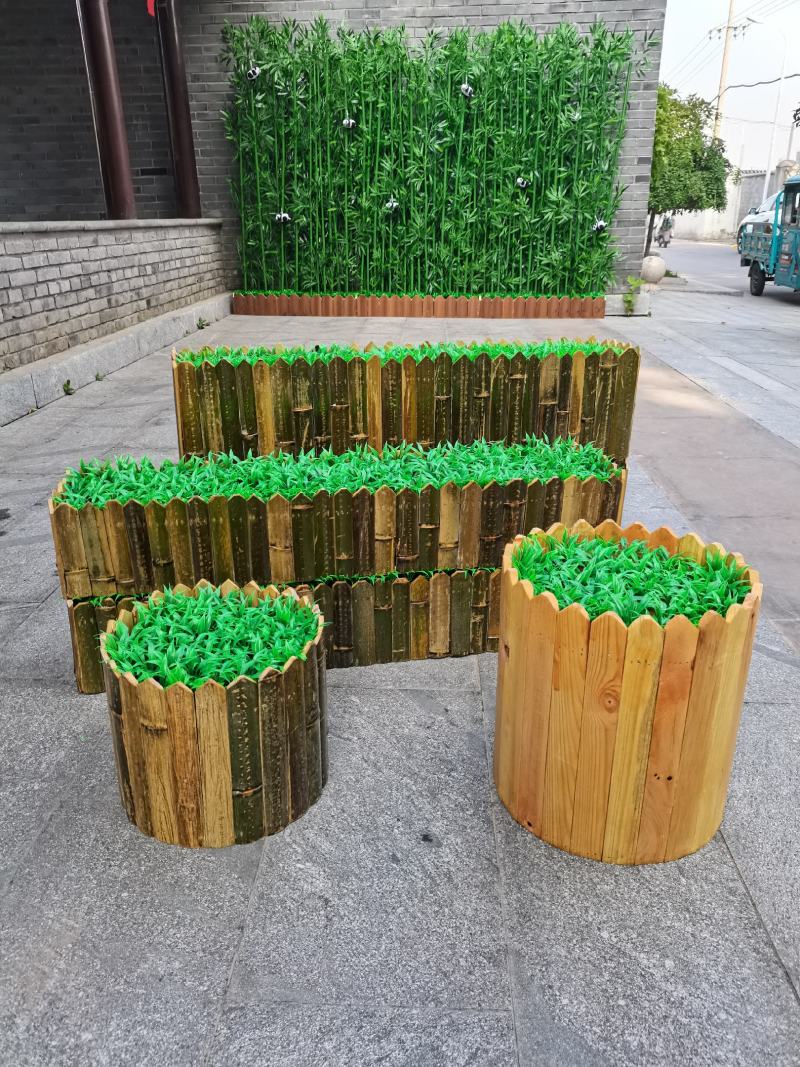 碳化防腐木花盆防腐竹花盆花箱异形花盆仿真竹子花盆种菜花盆