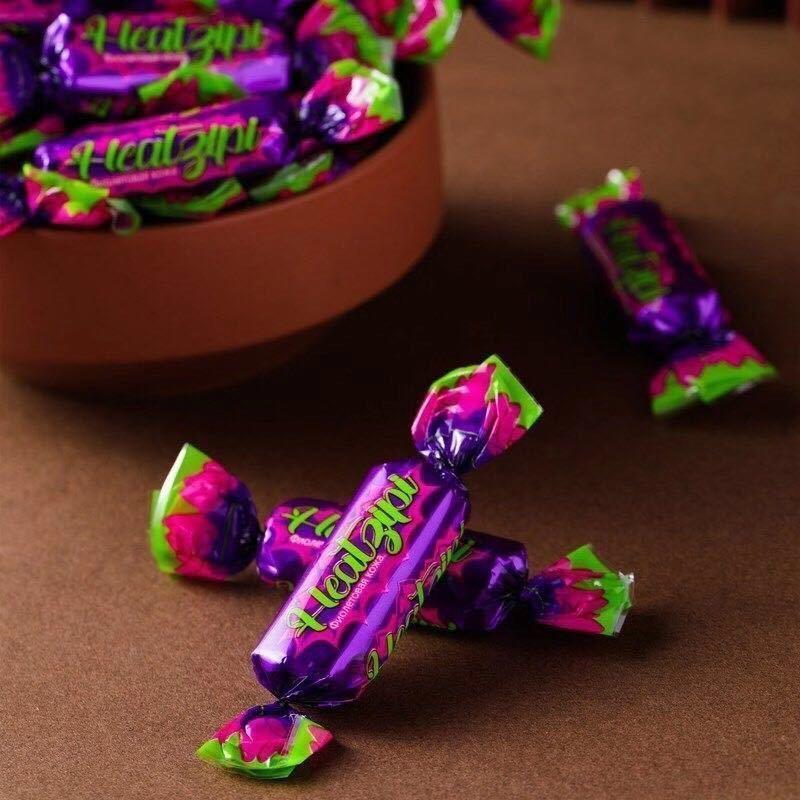 俄罗斯风味紫皮糖花生夹心巧克力酥糖，可接代发厂家直销