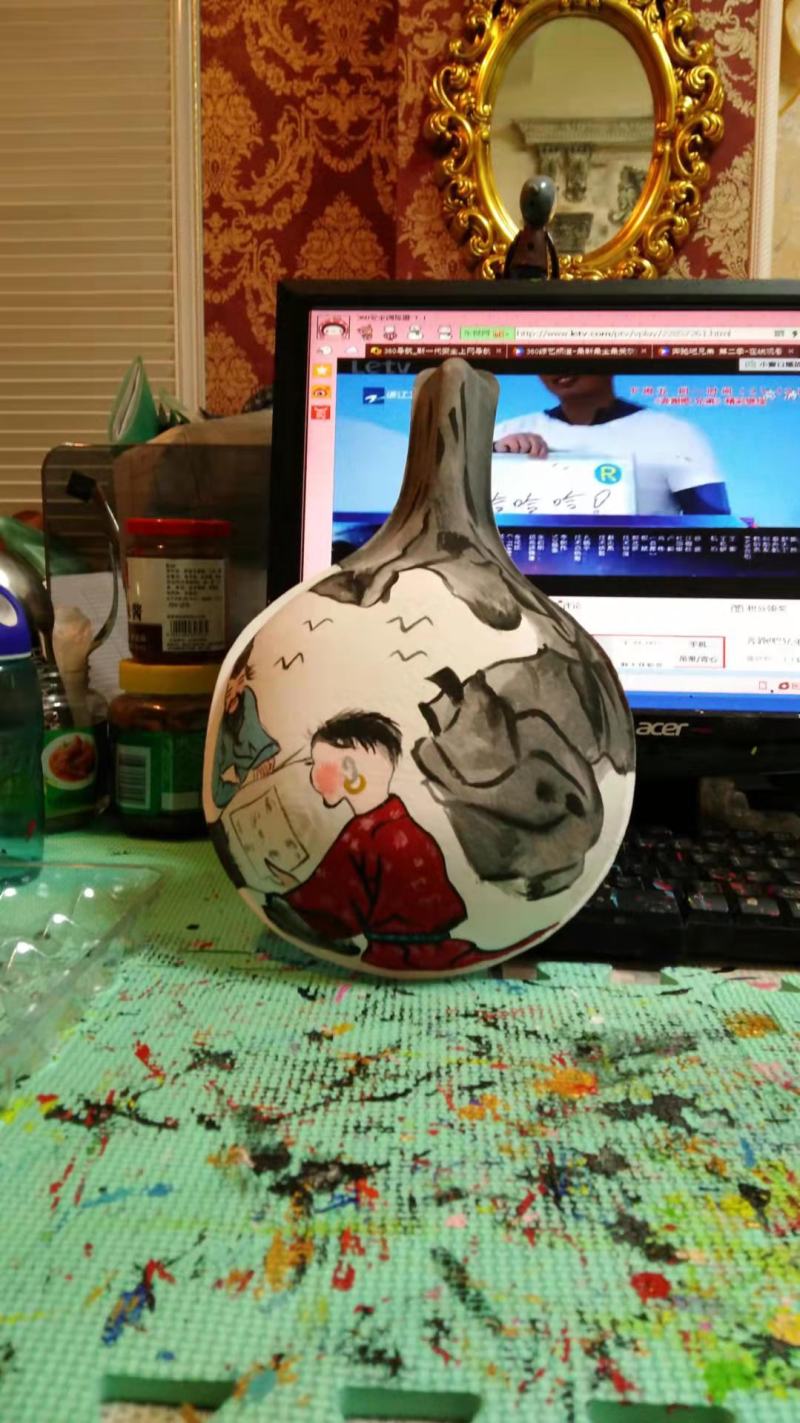 纯手工原创绘画马勺工艺装饰品,非遗绘画作品