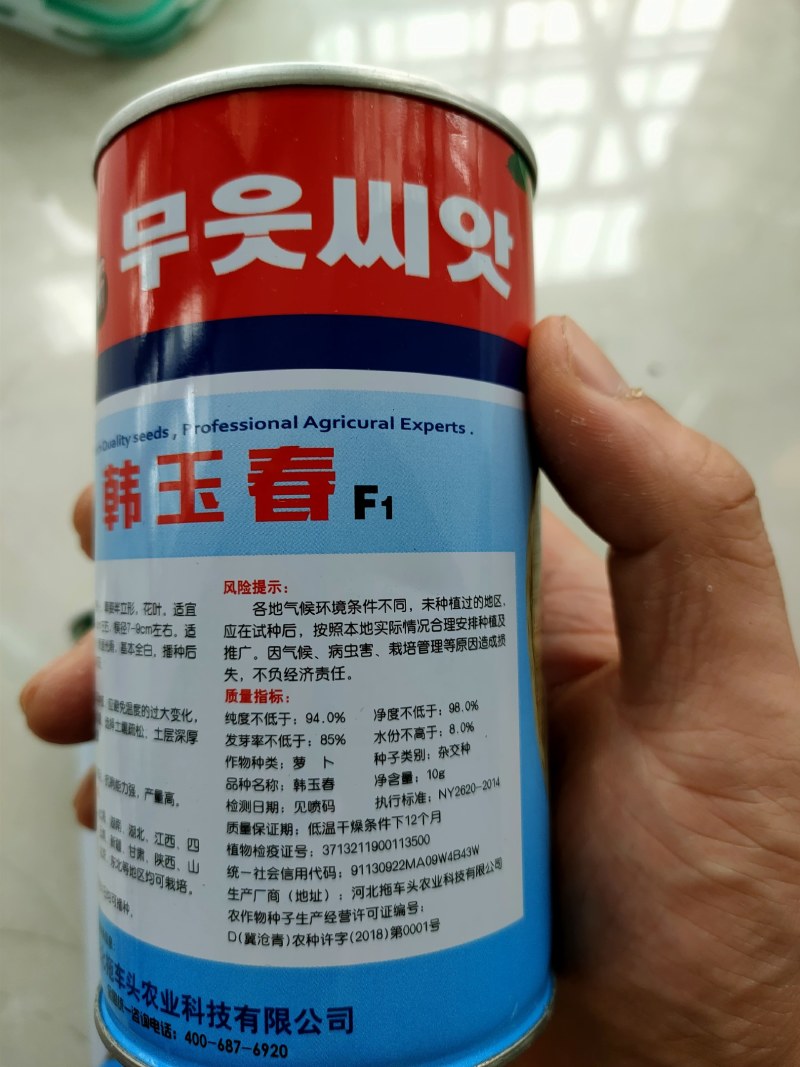 韩国萝卜种子长白萝卜种子韩玉春萝卜种子不易青头条形好