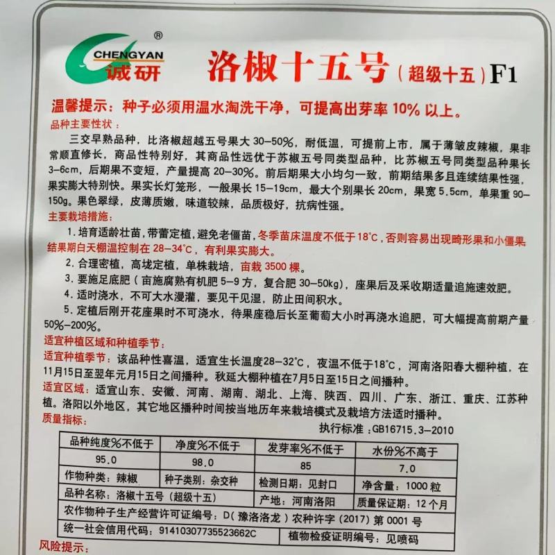 香辣薄皮大果洛椒十五号薄皱皮辣椒种子长灯笼形薄皮椒种子