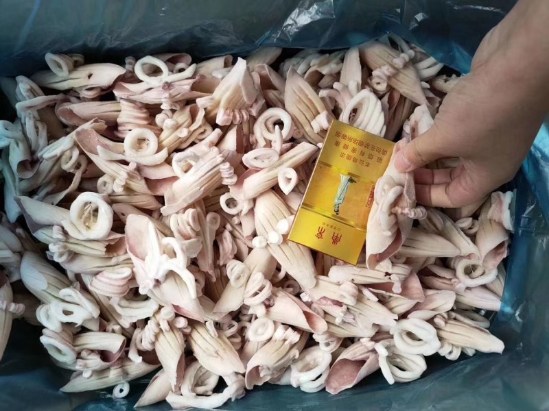 鱿鱼牛角花去头去内脏新鲜速冻鱿鱼花耳尖切鱿鱼尾花火锅食材