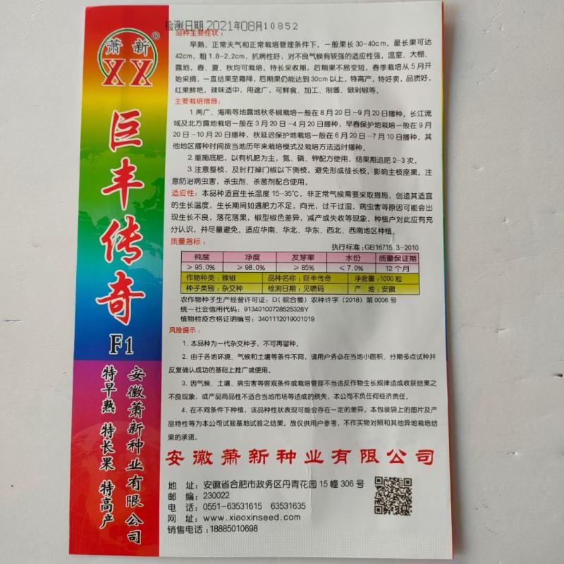 萧新巨丰传奇线椒种子杂交一代早熟品种种子