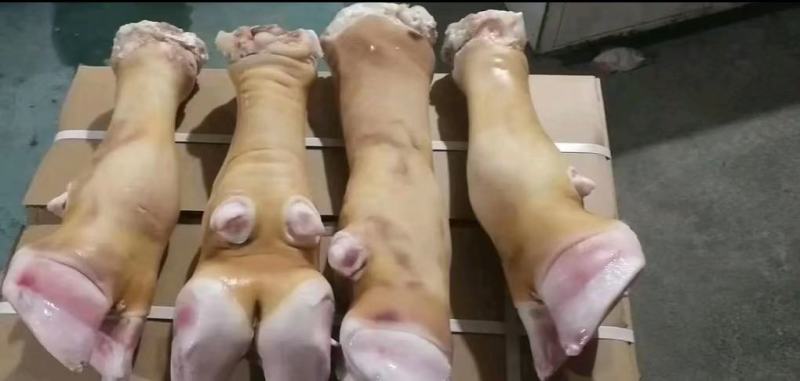 火烧牛蹄去毛干净清水冲洗大量有货牛蹄切块