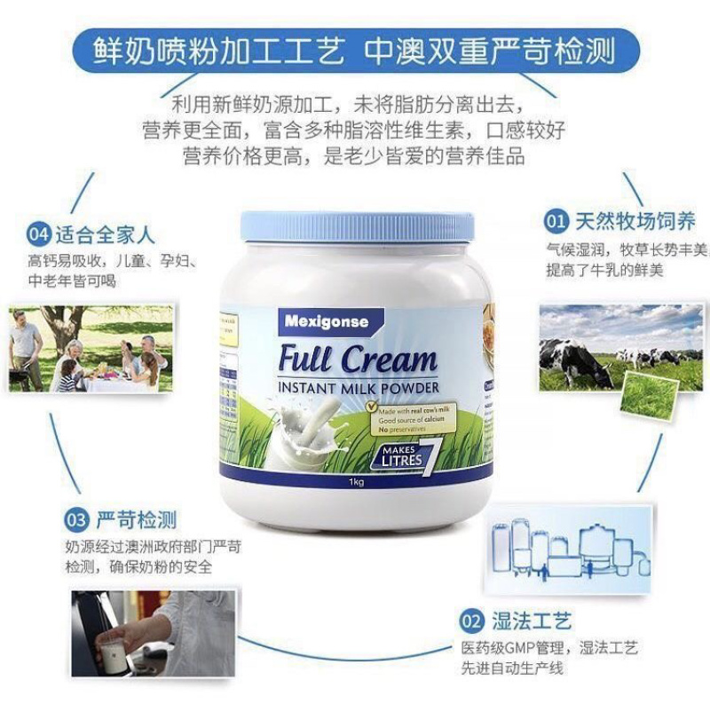 澳洲美可卓蓝胖子全脂蓝妹子脱脂中老年儿童学生牛奶粉