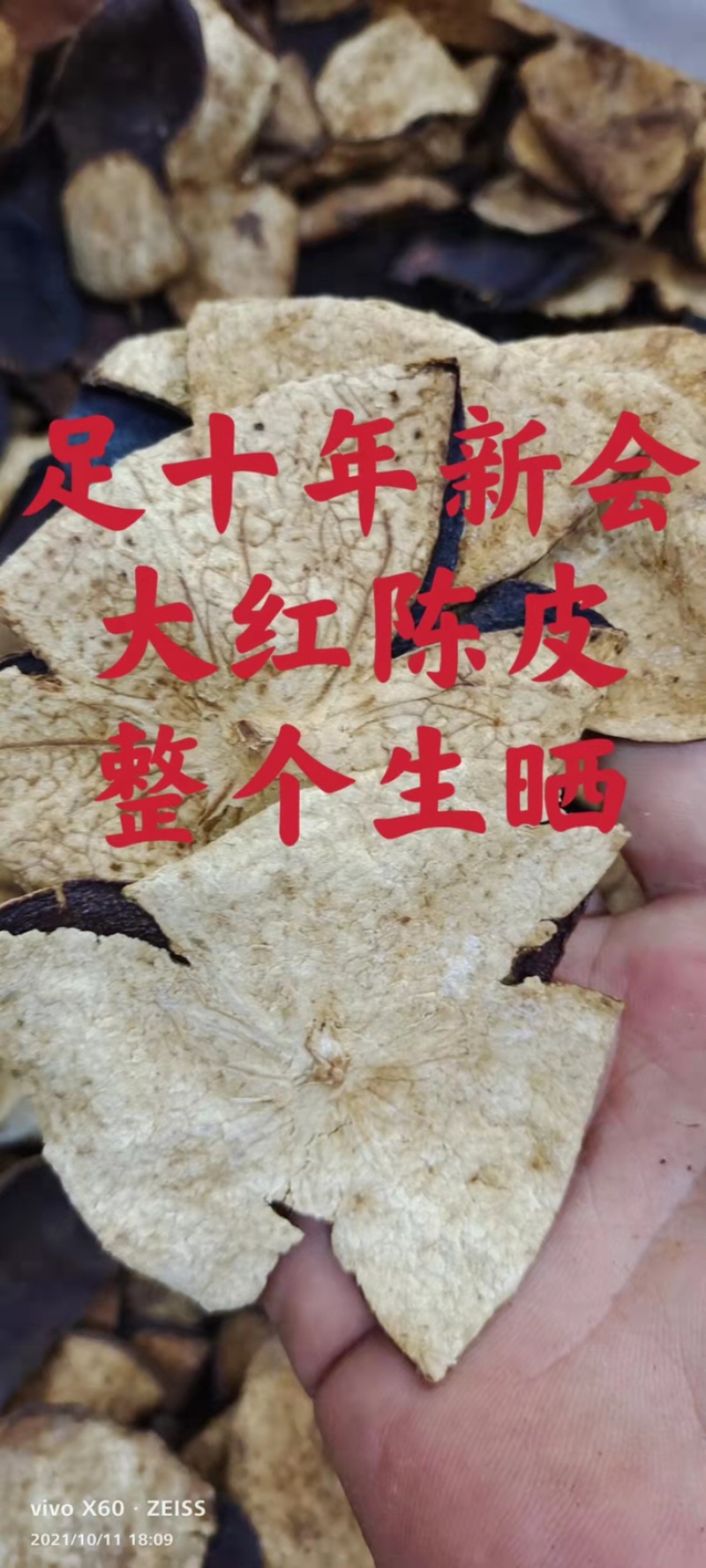 陈皮新会足十年足八年足五年一手货源，大量批发。省内包邮