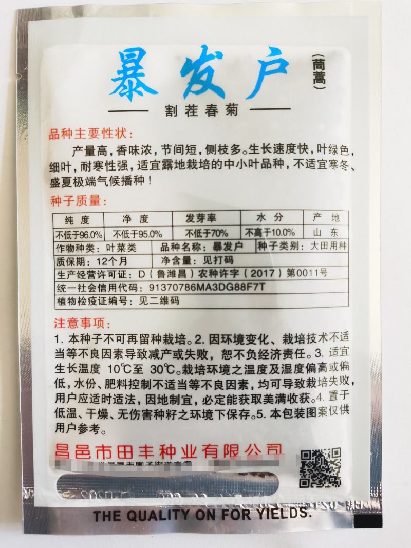茼蒿种子产量高香味浓割茬春菊种子中小叶茼蒿种籽四季种植