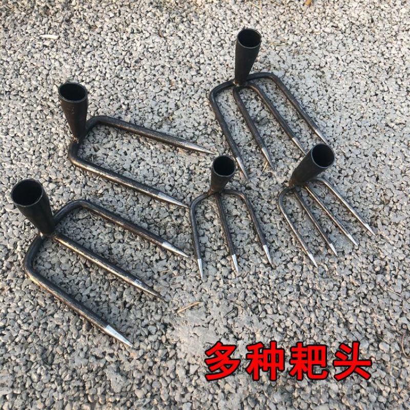 三齿两齿钢耙菜园钉耙松土翻抓地搂草耙子两齿四齿镐赶海挖贝
