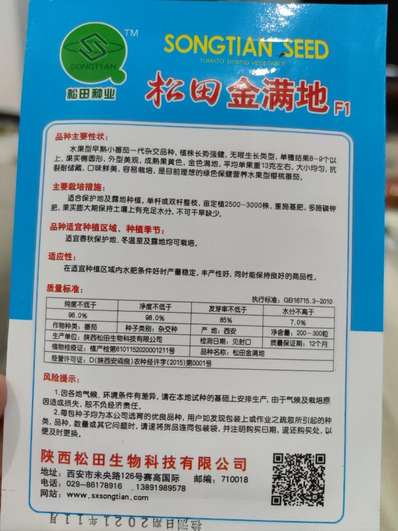 松田金满地番茄种子，水果型早熟，黄果番茄种子300粒