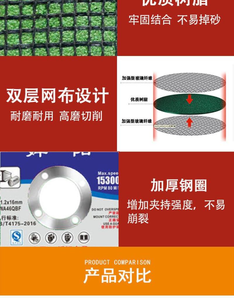婵阳切割片100角磨机砂轮片树脂超薄双网不锈钢金属切割片