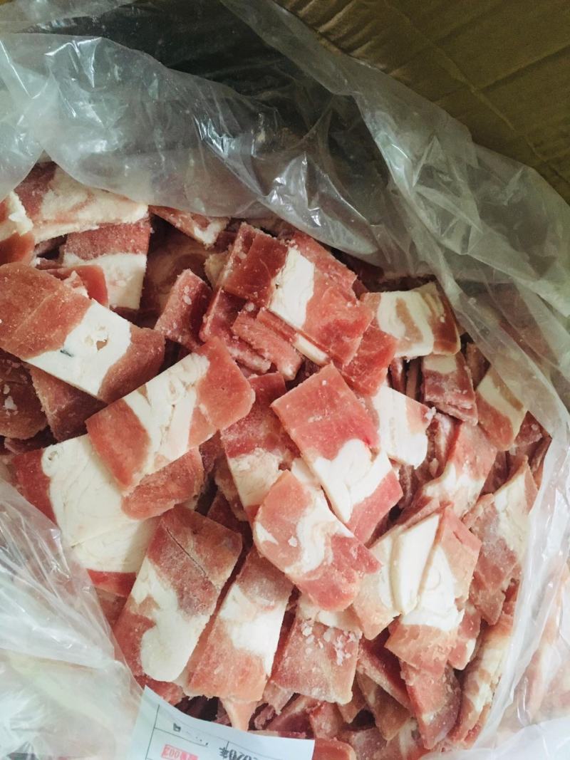 新鲜冻五花肉片小肉片肉块肉丁10KG一箱整箱20斤江
