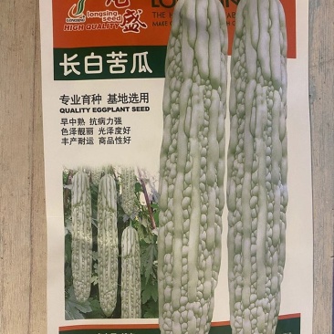 广汉龙盛长白苦瓜种子，10克，皮大白，略微浅绿，果实长棒
