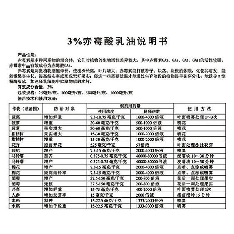 上海同瑞三六3%赤霉酸赤霉素920促芽分化苗齐植物生长调