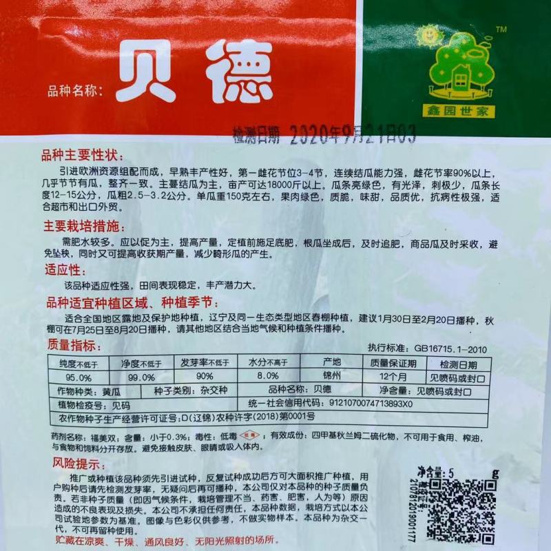 水果黄瓜种子瓜条亮绿色，有光泽，刺极少，瓜条长度种子