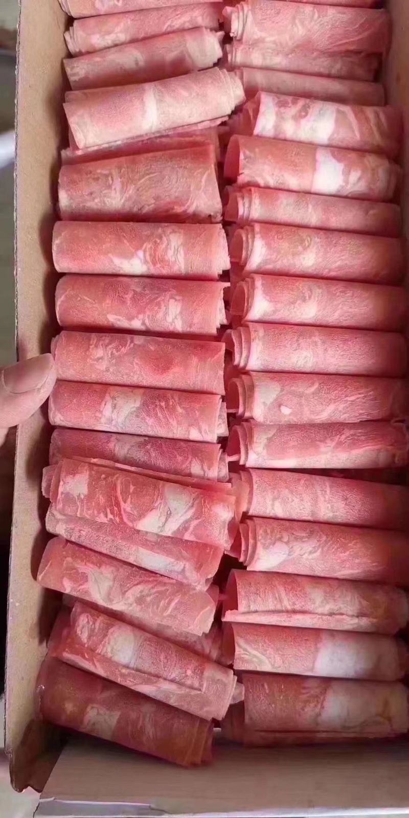 雪花肥牛卷，水分少，瘦度高，不散不碎，一手货源
