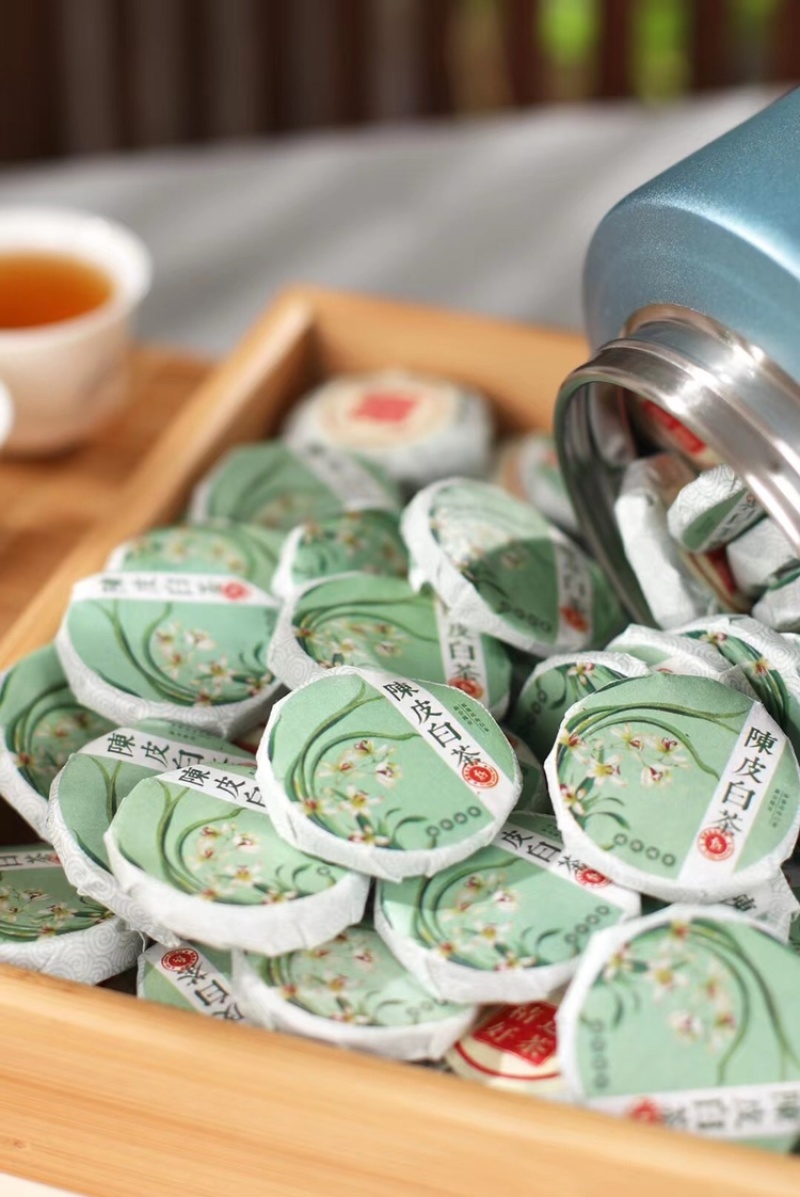 陈皮白茶小茶饼松压老白茶福鼎白茶与陈皮500g耐泡好喝