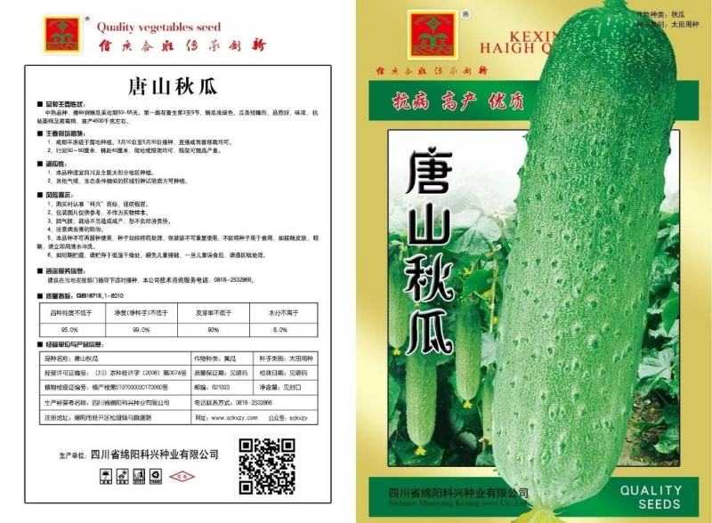 【货源充足】唐山秋瓜旱黄瓜种子品质佳味浓黄瓜种子