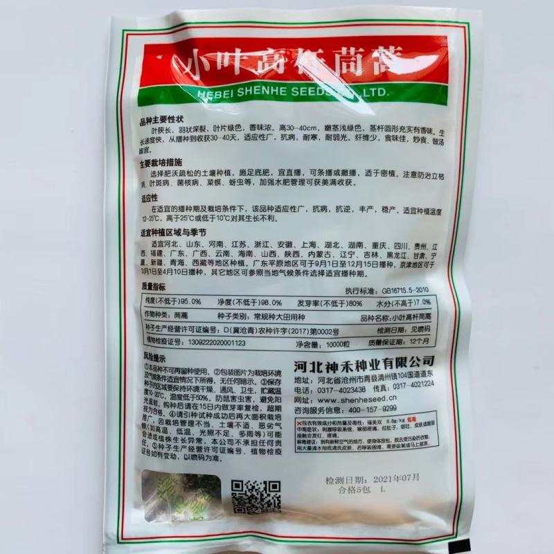 神禾小叶高杆茼蒿种子香味浓抗病耐寒茼蒿菜种籽蓬蒿桐花菜