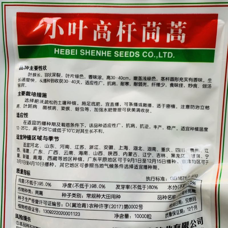 神禾小叶高杆茼蒿种子香味浓抗病耐寒茼蒿菜种籽蓬蒿桐花菜